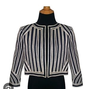 OSCAR DE LA RENTA Dark NAVY BLUE and White Striped Jacket